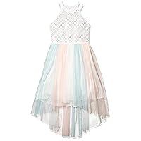 Speechless Girls' One Size High Neck Party Dress with Mesh Skirt