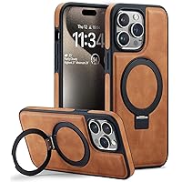 Casus Designed for iPhone 15 Pro Case with Kickstand Vegan Leather Slim Classic Luxury Elegant Thin Protective Cover (2023) 6.1
