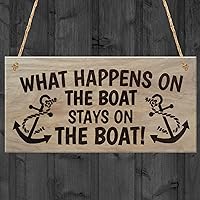 Red Ocean What Happens On The Boat Stays On The Boat Plaque Wooden Sign Hanging Gift Boat Lover Owner Yacht Sign
