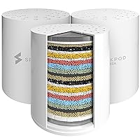 SparkPod High Output Shower Filter Cartridge- Suitable for People with Sensitive and Dry Skin and Scalp, Filters Chlorine and Impurities | 1-min install (Standard, 3 pc)