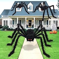 3PCS Giant Spiders Halloween Decorations for Indoor Outdoor Halloween Decor Fake Realistic Large Hairy Halloween Spiders for Outside Home Office Wall Yard Parties