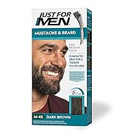 Mustache & Beard, Beard Dye for Men with Brush Included for Easy Application, With Biotin Aloe and Coconut Oil for Healthy Facial Hair - Dark Brown, M-45, Pack of 1