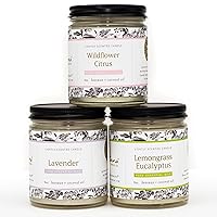 Fontana Candle Company - Spring Candle Bundle | 3 Lightly Scented Candle 9 oz | Made from Beeswax and Coconut Oil | Pure Essential Oil | Wood Wick | Non Toxic Clean Burn (3 Pack)