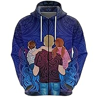 Father's Day Hoodies Novelty Print 3d Pattern Hooded Pullover - Dad Hugs Me and My Brother