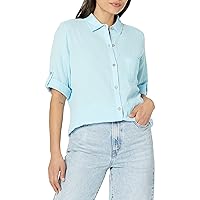 Foxcroft Women's Tamara 3/4 Sleeve Roll Tab Gauze Shirt