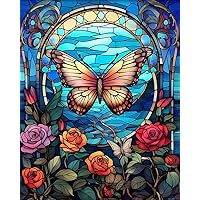 TOCARE Paint by Numbers kit for Adults Flowers Rose Butterfly Paint by Number Canvas, Acrylic Adult Paint by Number Kits Flower 16x20inch