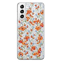 laumele Red Poppies Phone Case Compatible with Samsung S23 Ultra Clear Flexible Silicone Clear Meadow Shockproof Cover