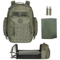 Dad Diaper Bag Backpack, Baby Diaper Bag with Changing Station, Tactical Military Style, Womens Mens Diaper Bag (Military Green)