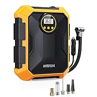 AstroAI Tire Inflator Air Compressor 12V DC Portable Air Compressor Car Accessories Auto Tire Pump 100PSI with LED Light Digital Air Pump for Car Tires Bicycles Other Inflatables CZK-3674 Yellow