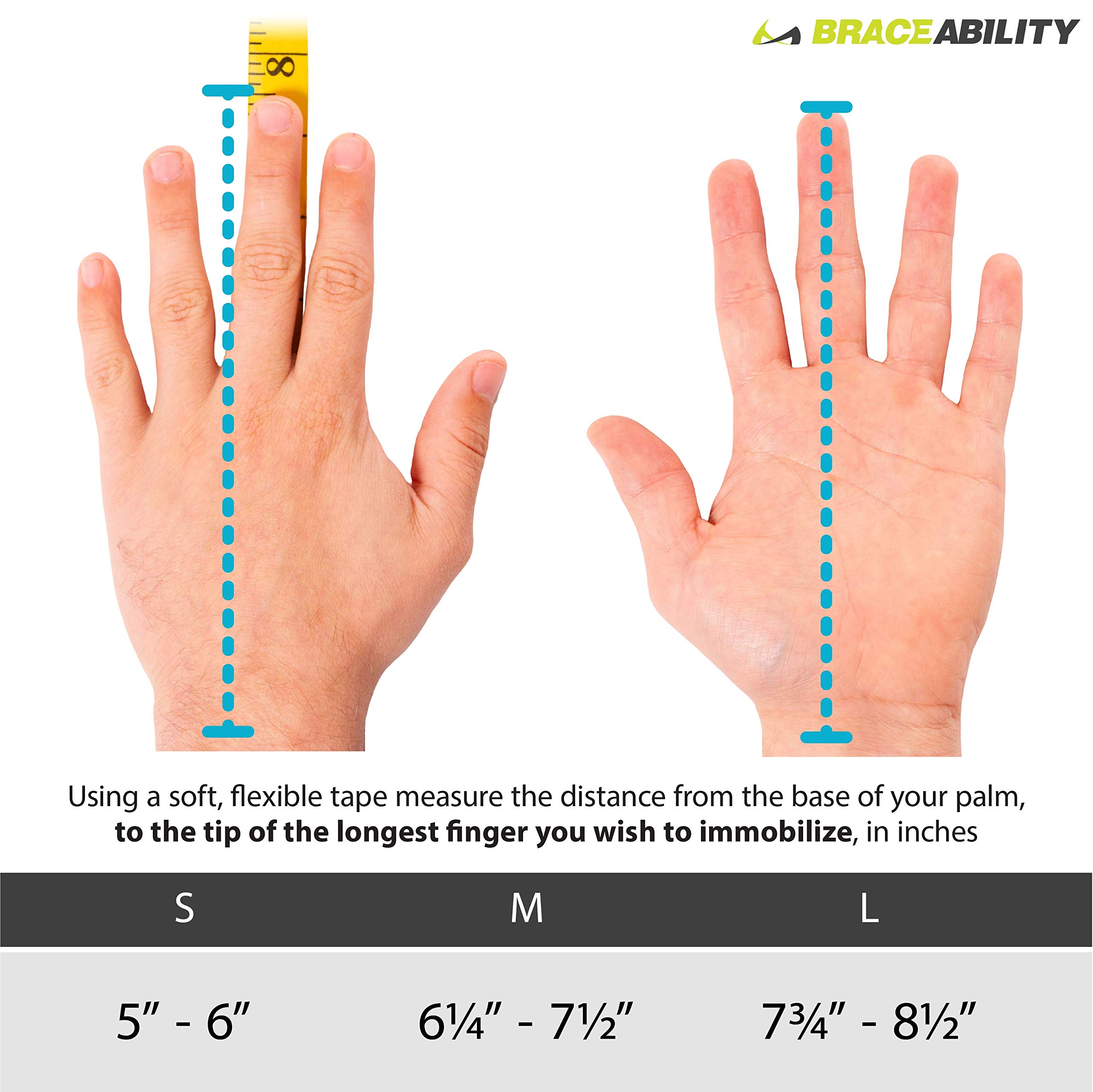 BraceAbility Two Finger Immobilizer - Hand and Buddy Splint Cast for Broken Joints, Mallet or Trigger Finger Extension, Sprains and Contractures to Straighten Middle, Index and Pinky Knuckles (M)