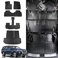 Rongtaod Floor Mats Compatible with 2020-2024 Hyundai Palisade Floor Liner Trunk Mat Cargo Mat Cargo Liner Back Seat Cover Protector 2023 Palisade Accessories (Trunk Mat with Backrest Mat+Floor Mats)