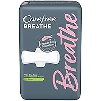 Carefree Breathe Ultra Thin Super Pads with Wings, Irritation-Free Protection, Unscented, 28 Count