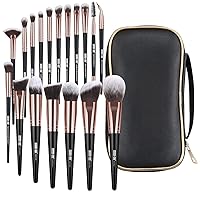 Makeup Brushes, 18 Pcs Professional Premium Synthetic Makeup Brush Set with Case, Foundation Kabuki Eye Travel Make up Brushes sets (Black Gold)