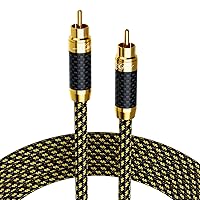 Hi-Fi RCA Male to RCA Male Cable 30 Feet, (Silver Plated Copper, Multiple Shield, Nylon Braided), Digital Audio Coaxial Stereo Audio Cord, for HiFi Systems, Subwoofer, Home Theater, Audiophile