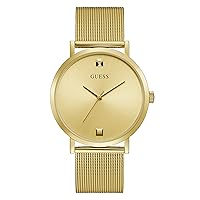 GUESS Mens Dress 42mm Watch – Gold-Tone Stainless Steel Case with Gold Dial & Strap