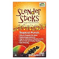 NOW Foods, Slender Sticks, Tropical Punch, 15 Calories Per Stick, Refreshingly Delicious, with Antioxidant Vitamins A,C, E, 12/Box