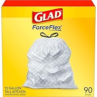 Glad ForceFlex Tall Kitchen Drawstring Trash Bags, 13 Gallon, 90 Count, Package May Vary