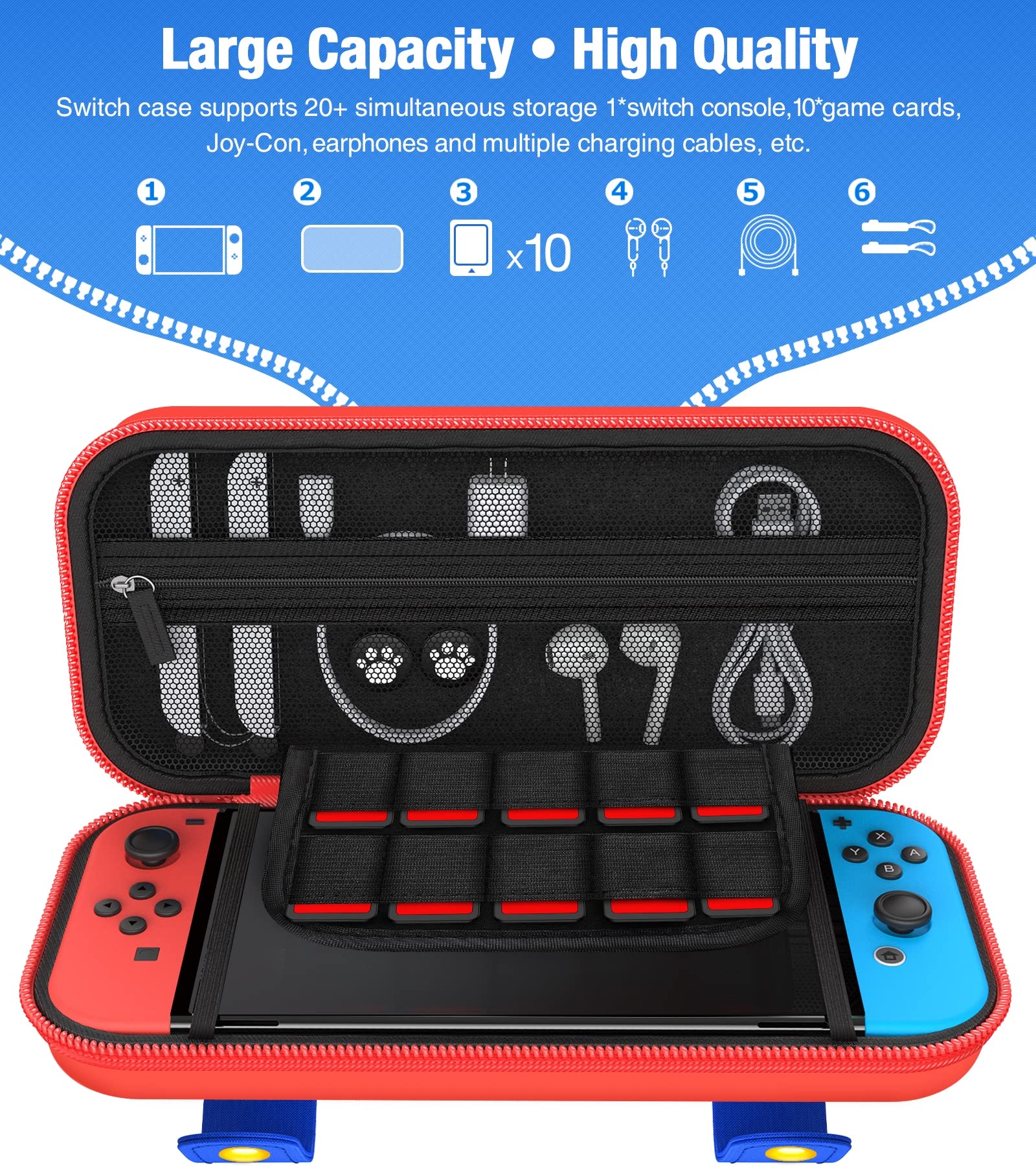 Kawaye Switch Case Compatible with Nintendo Switch/Switch OLED Console, Switch Carrying Case Portable Travel Carry Case for Switch/Switch OLED, Protective Hard Shell Switch Carry Case for Girls & Boys