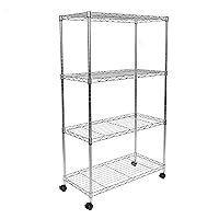 Seville Classics Solid Steel Wire Shelving Storage Unit Adjustable Shelves Organizer Rack, for Home, Kitchen, Office, Garage, Bedroom, Closet, Steel, 4-Tier, 30