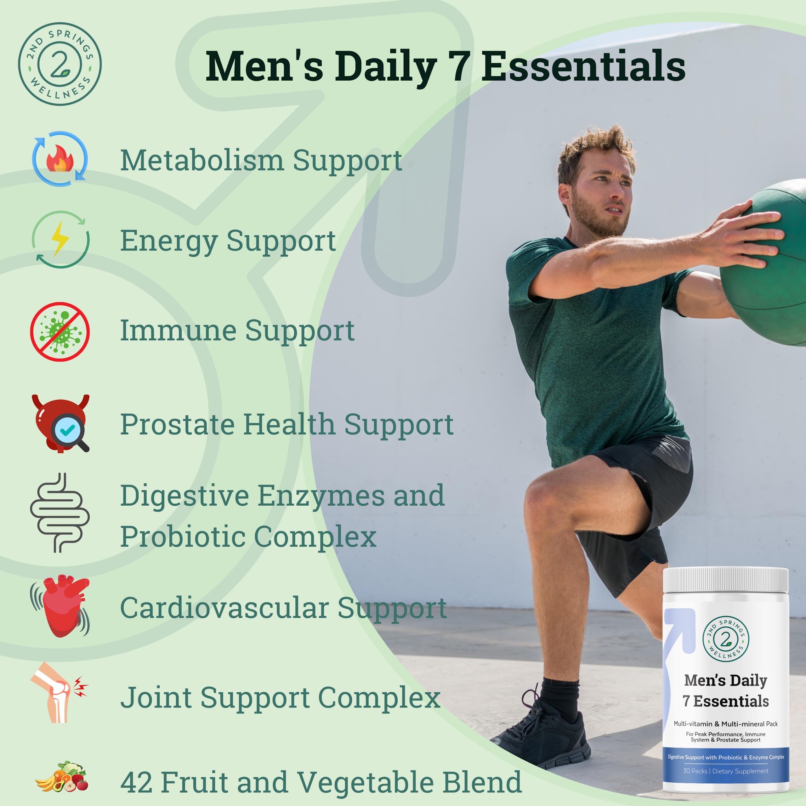 2nd Springs Complete Foot Relief & Essential Nutrition Bundle - REBUILD Fast-Acting Foot Relief Cream & Men's Daily 7 Essentials