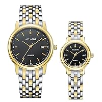 WhatsWatch Stainless Steel Simple Quartz Wrist Watch for Couple Lovers,Set of 2 WO-WAT-280