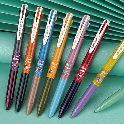 WRITECH Retractable Gel Ink Pens: Multi Colored 2 in 1 Colorful Click Pen  Assorted Color 8ct Extra Fine Point Tip 0.5mm Journaling Smooth Writing  Note
