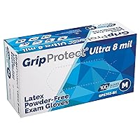 GripProtect Ultra 8 Mil Latex Exam Gloves, Disposable, Medical, Auto
