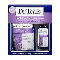 Dr Teal's Lavender Epsom Salt & Foaming Bath Oil Sampler Gift Set 2022 - Give The Gift of Relaxation & Peaceful Slumber! - 14 oz Bag of Lavender Bath Salts & 3 oz Bottle of Lavender Foaming Bath Oil