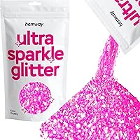 Hemway Premium Ultra Sparkle Glitter Multi Purpose Metallic Flake for Arts Crafts Nails Cosmetics Resin Festival Face Hair - Baby Pink Iridescent - Extra Chunky (1/24