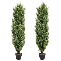 5 Foot Topiary Trees Artificial Outdoor 2 Pack Large Cedar Pine Fake Plants UV Resistant 5ft Faux Topiary Bushes and Shrubs Set of 2 for Home Indoor Front Porch Patio Decor
