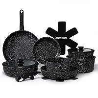 Country Kitchen 15 Piece Pots and Pans Set - Safe Nonstick Kitchen Cookware with Removable Handle, RV Cookware Set, Oven Safe