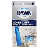 Dawn Large Reusable Latex Gloves, Long Cuff, Blue