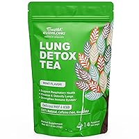 Lung Detox Tea – Mullein Tea with Thyme, Ginseng, Lungwort, Eucalyptus, Liquorice, Spearmint and Sage for Lung Cleanse and Respiratory Health – 14 Herbal Tea Bags, All Natural, Caffeine-Free