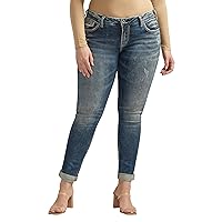Silver Jeans Co. Women's Plus Size Girlfriend Mid Rise Skinny Jeans