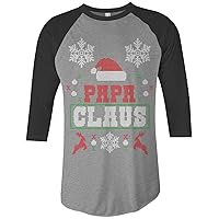 Threadrock Papa Claus Ugly Christmas Unisex Raglan T-Shirt