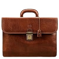 Maxwell Scott - Personalized Mens Luxury Leather Classic Business Briefcase with Key Lock - 2 Section - The Paolo2