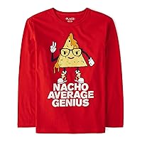 Boys' Assorted Everyday Long Sleeve Graphic T-Shirts, Nacho Average Genius, Large