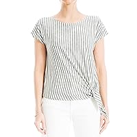 Max Studio Women's Spring 2023 Fashion Everyday Solid Short Sleeve Side Tie Knit Top