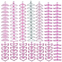 BJDBUS 142 pcs Pink Doll Hangers for 11.5 in. Doll, Clothes Gown Dress Outfit Holders Dream House Closet Accessories