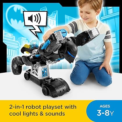 DC Super Friends Fisher-Price Imaginext Batman Playset Bat-Tech Batbot 2-Ft-Tall Robot with Lights Sounds & 11 Play Pieces for Ages 3+ Years