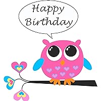 Pink Owl Happy Birthday Edible Cake Topper-8