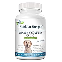 Vitamin K for Dogs, Vitamins K1 & K2 (MK4 & MK7) + Vitamin D3, Help Maintain Strong Bones, Promote Healthy Heart, Boost Immune System, Support Muscle Function, 120 Chewable Tablets