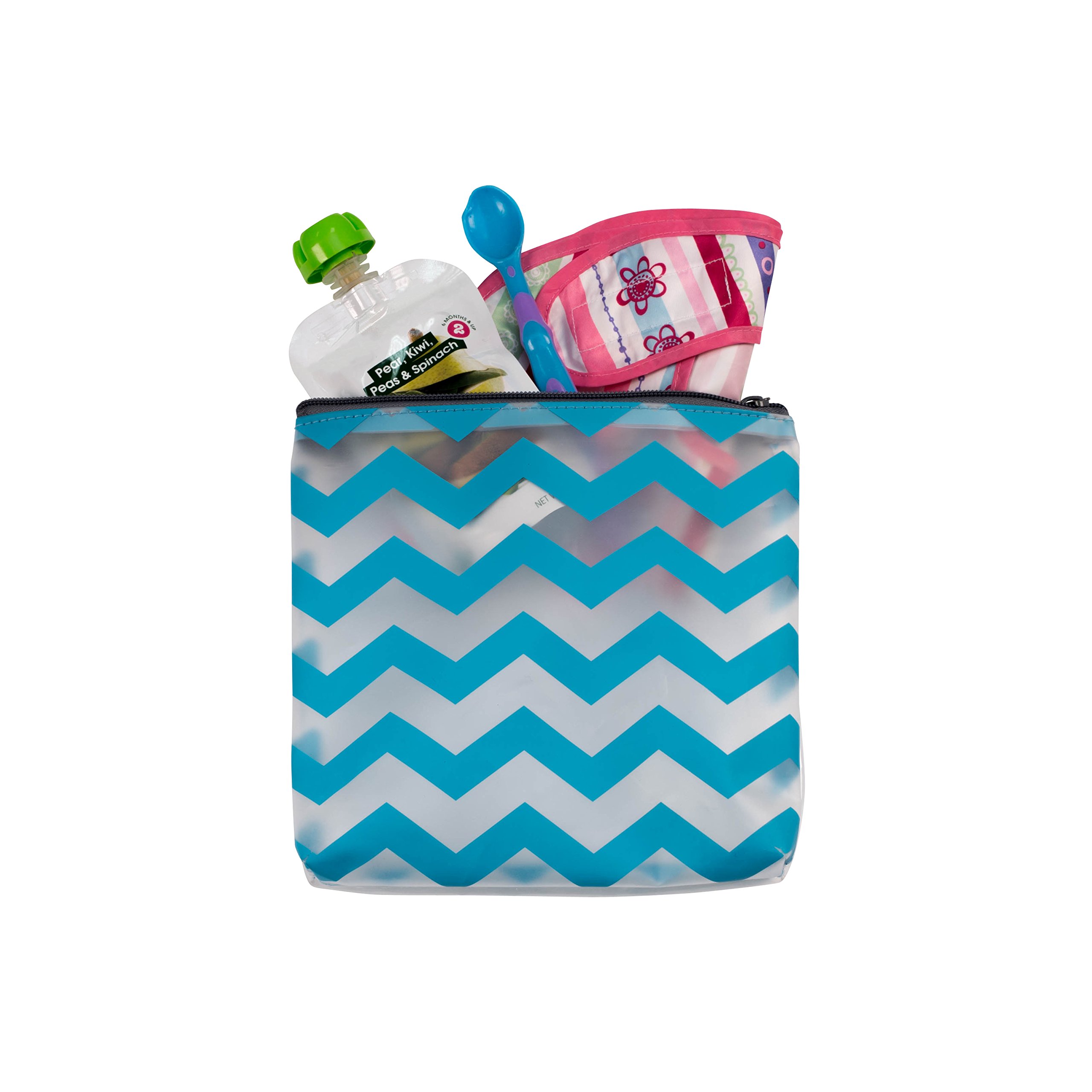 J.L. Childress 5-in-1 Diaper Bag Organizer for Diaper Bag, Purse or Travel Bag, 5 Piece Set, Grey/Chevron
