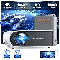 Projector with WiFi and Bluetooth, 4K Support Native 1080P Outdoor Projector YABER 18000 Lumens 450 ANSI 300