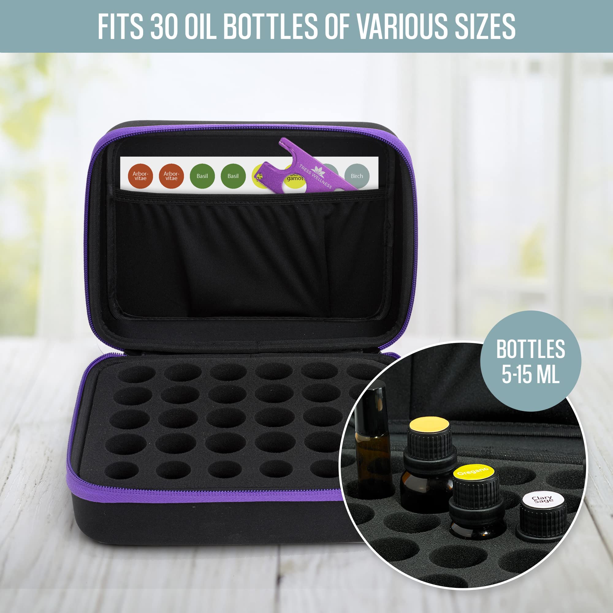 Tress Wellness Essential Oil Spa Storage System for 30 Bottles holds 10 15 ml - Holds Young Living & Doterra Containers