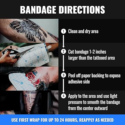 Saniderm Tattoo Aftercare Bandage (Personal Roll, 10.2 in x 2 yd) – Convenient, Faster Tattoo Healing and Protection – Sterile, Waterproof, and Latex-Free