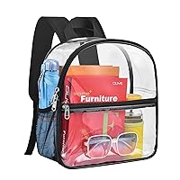 Clear Backpack Stadium Approved 12×12×6 with Reinforced and Wider Shoulder Straps, Small Clear Bag for Schools, Concerts, Work, Festivals and Sporting Events - Black