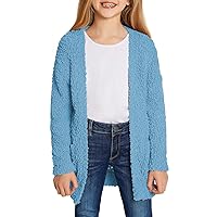 luvamia Girl's Casual Open Front Long Cardigan Sweaters with Pockets