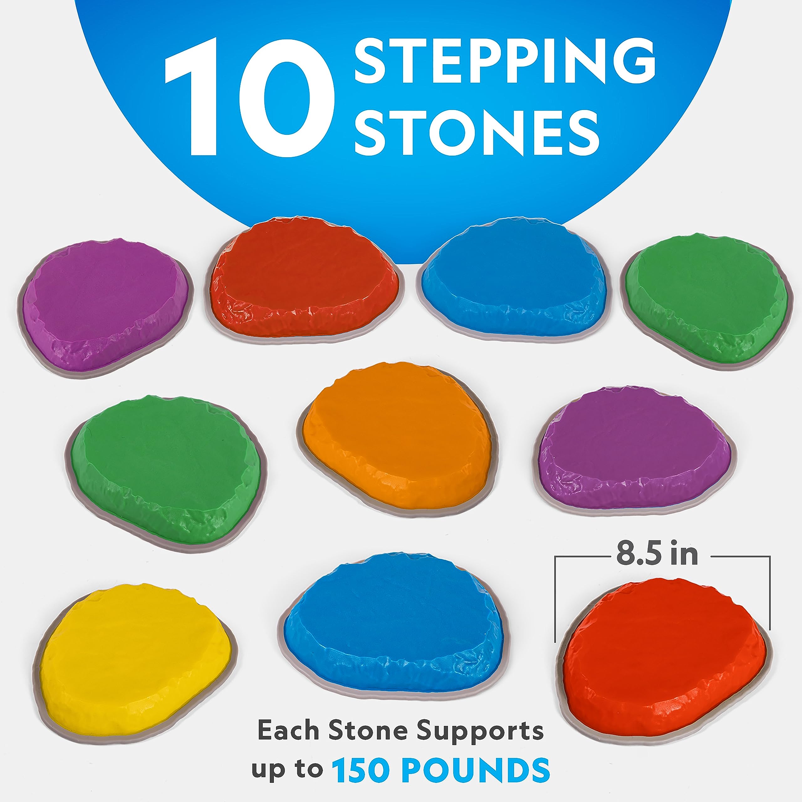 NATIONAL GEOGRAPHIC Stepping Stones for Kids – 10 Durable Non-Slip Stones Encourage Toddler Balance & Gross Motor Skills, Indoor & Outdoor Toys, Balance Stones, Obstacle Course (Amazon Exclusive)