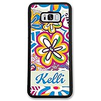 Galaxy S10 Plus, Phone Case Compatible Samsung Galaxy S10+ [6.4 inch] Hippie Floral Monogram Monogrammed Personalized S1064 Black